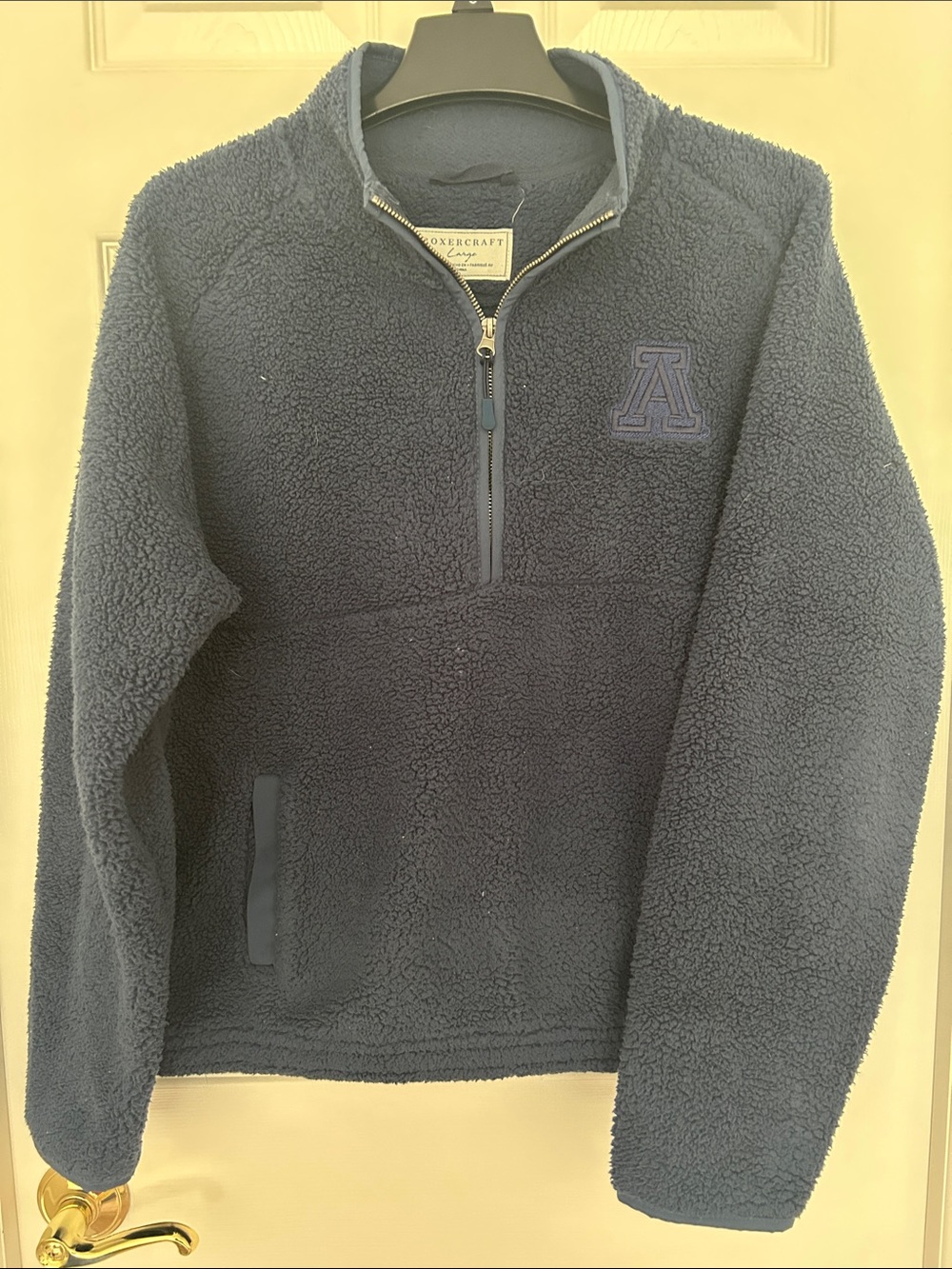 Boxercraft U of A Sherpa Fleece Quarter Zip Pullover Large Navy Embroidered A